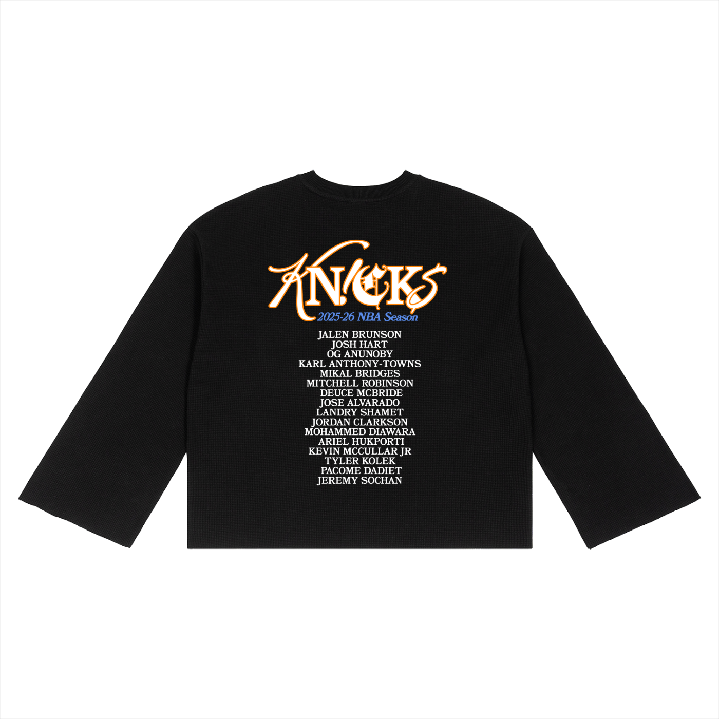 New York Knicks 2026 NBA Champions Waffle Raw Edge T-Shirt