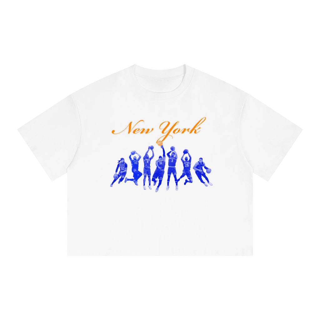 New York Knicks 2026 Playoffs Unisex Boxy Drop Shoulder Crop T-Shirt